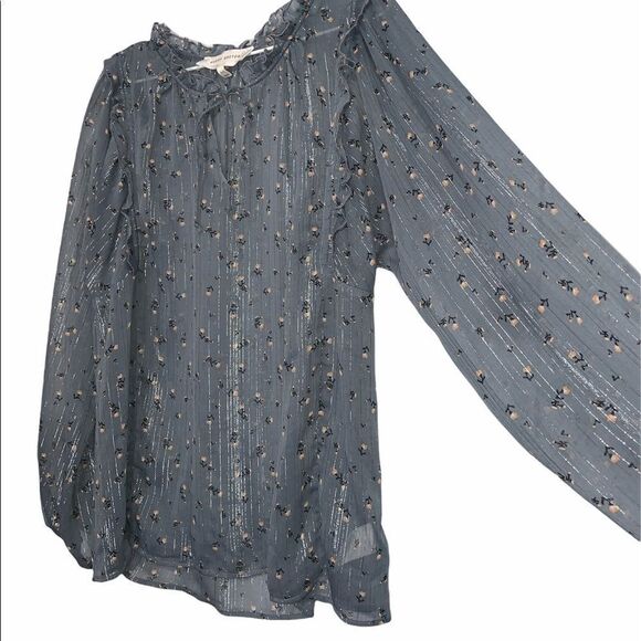 anthro Guest Editor Sheer Metallic Long Sleeve - Picture 6 of 12